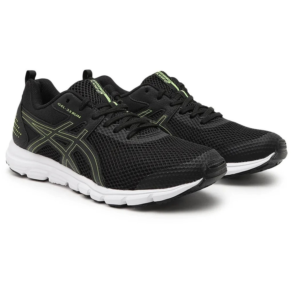 ASICS GEL-33 RUN Mens Size 9 Black/Hazard Green Running Shoes Sneaker NEW